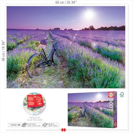 Puzzle Bike in a Lavender Field Educa 1000 dielov a Fix lepidlo