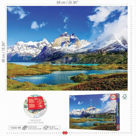 Puzzle Torres del Paine Patagonia Educa 1000 dielov a Fix lepidlo