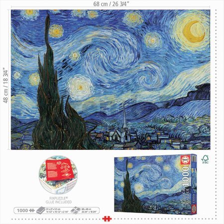 Puzzle The Starry Night Vincent Van Gogh Educa 1000 dielov a Fix lepidlo