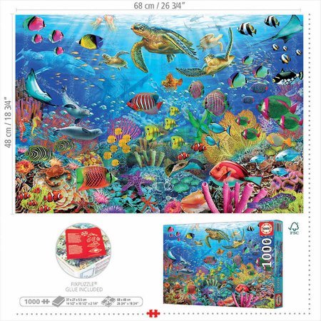 Puzzle Tropical Fantasy Turtles Educa 1000 dielov a Fix lepidlo