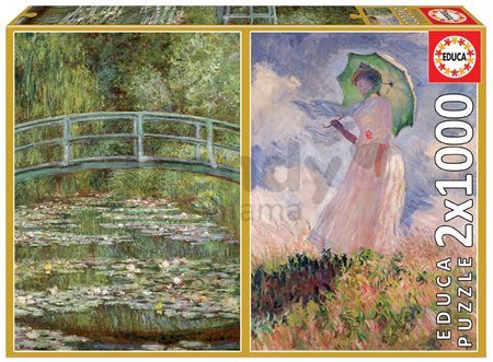 Puzzle Claude Monet - The Water-Lily Pond - Woman with Parasol Turned to the Left Educa 2x1000 dielov a Fix lepidlo