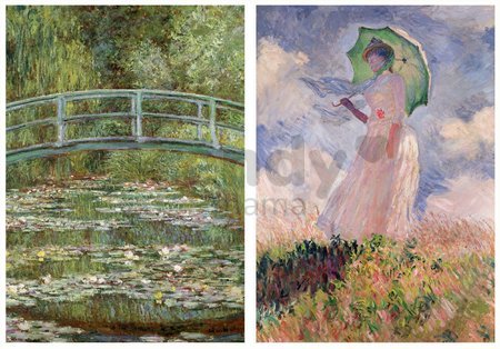 Puzzle Claude Monet - The Water-Lily Pond - Woman with Parasol Turned to the Left Educa 2x1000 dielov a Fix lepidlo