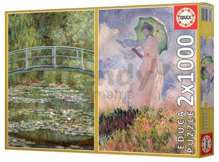 Puzzle Claude Monet - The Water-Lily Pond - Woman with Parasol Turned to the Left Educa 2x1000 dielov a Fix lepidlo