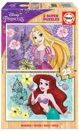 Drevené puzzle Disney Princess Educa 2x25 dielov