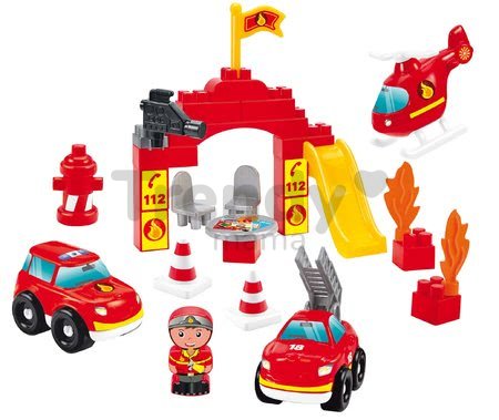 Stavebnica v dóze Požiarnici Firemen Barrel Écoiffier s 3 vozidlami a figúrkou 45 dielov od 18 mes