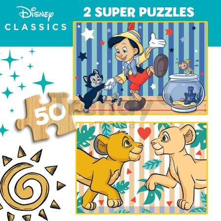 Drevené puzzle Disney Classics Educa 2x50 dielov