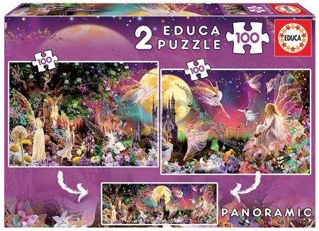 Puzzle panoramatické Fairy Triptych Educa 2×100 dielov