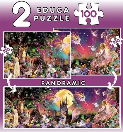 Puzzle panoramatické Fairy Triptych Educa 2×100 dielov