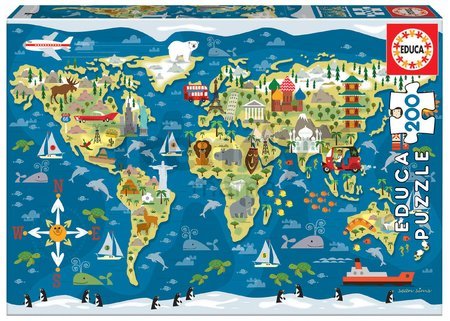 Puzzle World Map Sean Sims Educa 200 dielov