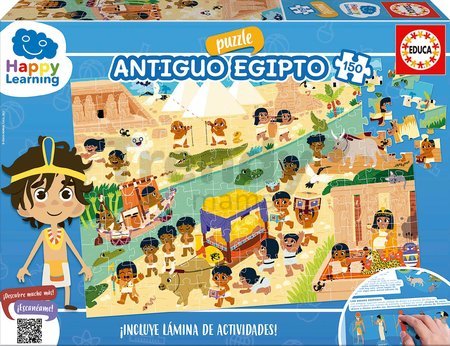 Puzzle vzdelávacie Egypt Happy Learning Educa 150 dielov s aktivitami v španielčine od 6 rokov