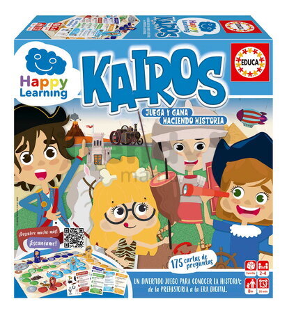 Náučná hra Cesta históriou Kairos Happy Learning Educa pre 2-4 hráčov 175 kariet s otázkami v španielčine od 8 rokov