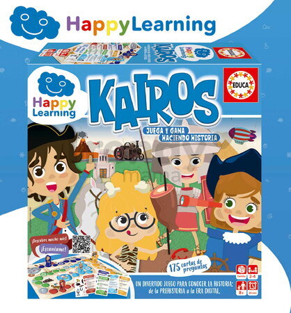 Náučná hra Cesta históriou Kairos Happy Learning Educa pre 2-4 hráčov 175 kariet s otázkami v španielčine od 8 rokov