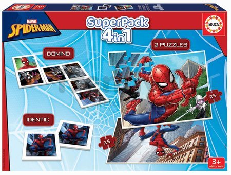 Superpack 4v1 Spider-man Educa domino pexeso a 2 puzzle s 25 dielikmi