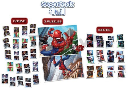 Superpack 4v1 Spider-man Educa domino pexeso a 2 puzzle s 25 dielikmi