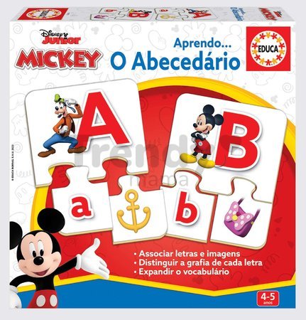 Náučná hra Učíme sa abecedu Mickey & Friends Educa s 27 obrázkami 78 dielikov od 4 rokov