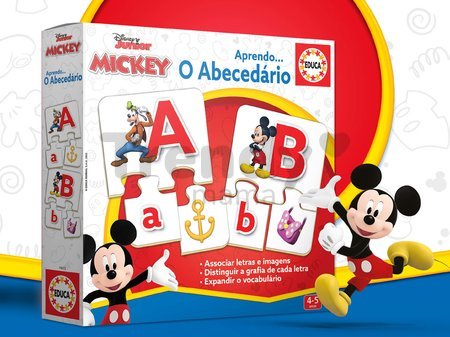 Náučná hra Učíme sa abecedu Mickey & Friends Educa s 27 obrázkami 78 dielikov od 4 rokov