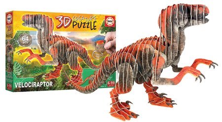 Puzzle dinosaurus Velociraptor 3D Creature Educa dĺžka 55 cm 64 dielov