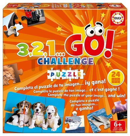 Spoločenská hra Puzzle 3,2,1... Go! Challenge Educa 24 obrázkov 144 dielov anglicky španielsky francúzsky od 6 rokov