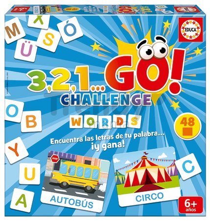 Spoločenská hra Slová 3,2,1... Go! Challenge Words Educa 48 slov 150 písmen španielsky od 6 rokov