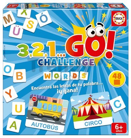 Spoločenská hra Slová 3,2,1... Go! Challenge Words Educa 48 slov 150 písmen španielsky od 6 rokov