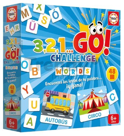 Spoločenská hra Slová 3,2,1... Go! Challenge Words Educa 48 slov 150 písmen španielsky od 6 rokov