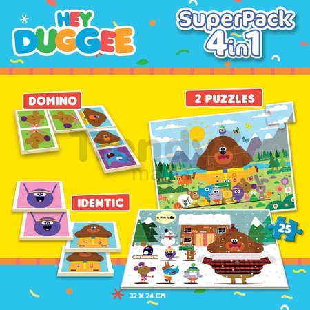 Superpack 4v1 Hey Duggee Educa domino pexeso a 2 puzzle s 25 dielikmi