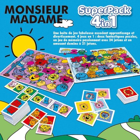 Superpack 4v1 Monsieur Madame Educa domino pexeso a 2 puzzle s 25 dielikmi