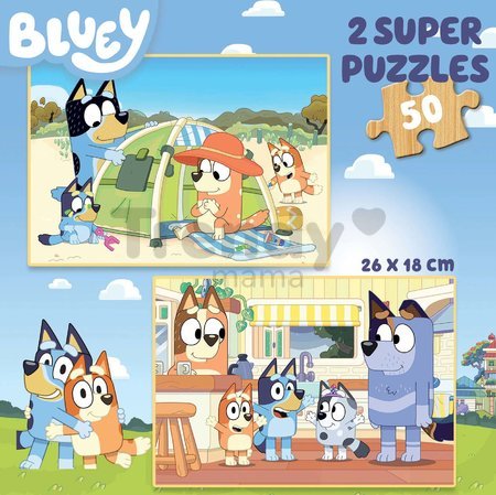 Drevené puzzle Bluey Educa 2x50 dielov