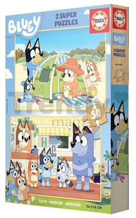 Drevené puzzle Bluey Educa 2x50 dielov