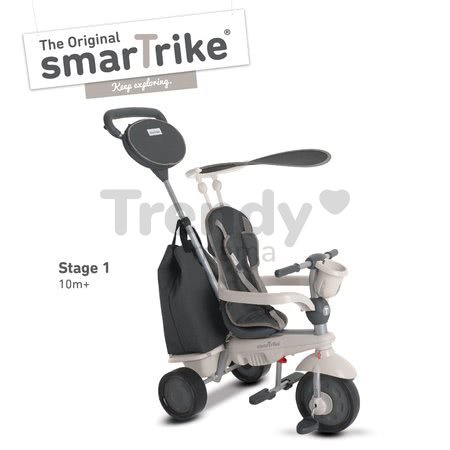 Trojkolka Voyage Touch Steering 4v1 smarTrike s 2 taškami a slnečnou clonou šedo-krémová od 10 mes