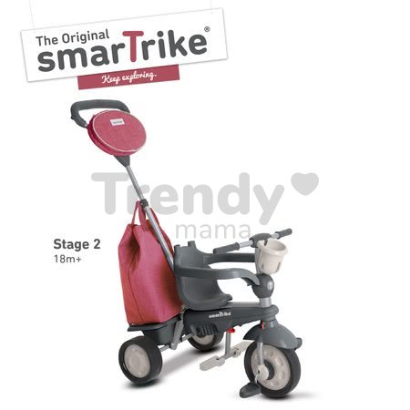 Trojkolka Voyage Touch Steering 4v1 smarTrike s 2 taškami a slnečnou clonou červeno-šedá od 10 mes