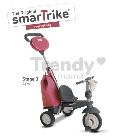 Trojkolka Voyage Touch Steering 4v1 smarTrike s 2 taškami a slnečnou clonou červeno-šedá od 10 mes
