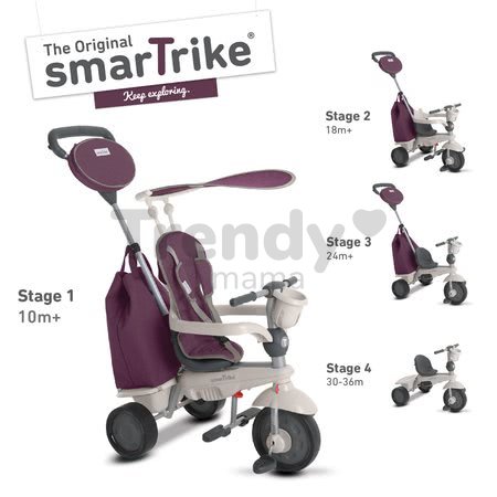 Trojkolka Voyage 4v1 smarTrike fialová Touch Steering s gumenými kolesami a tlmičom a držiakom na fľašu od 10 mes