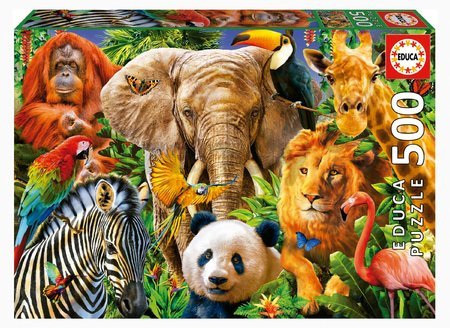 Puzzle Wild Animal Collage Educa 500 dielov a Fix lepidlo