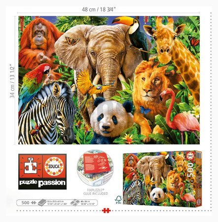 Puzzle Wild Animal Collage Educa 500 dielov a Fix lepidlo