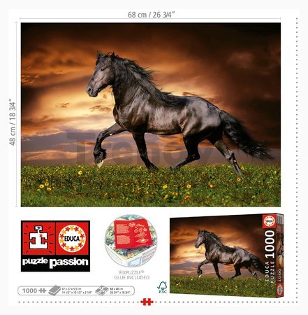 Puzzle Trotting Horse Educa 1000 dielov a Fix lepidlo