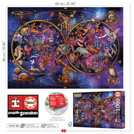 Puzzle Constellations Educa 1000 dielov a Fix lepidlo svietiace