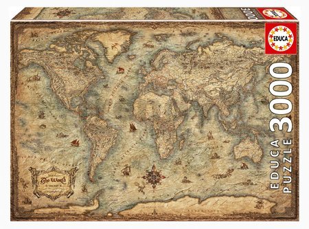 Puzzle Map of the World Educa 3000 dielov a Fix lepidlo