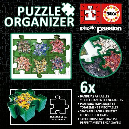 Puzzle organizér Puzzle Sorter Educa 6 stohovateľných priehradok na triedenie dielikov