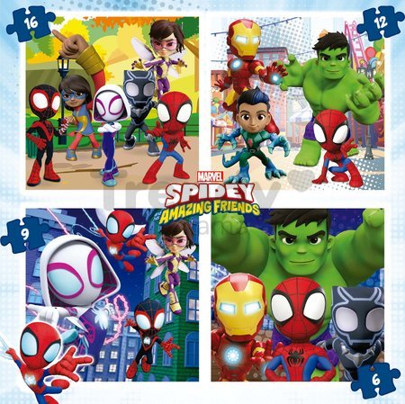 Puzzle Spidey & his Amazing friends Progressive Educa 6-9-12-16 dielov v kufríku od 3 rokov