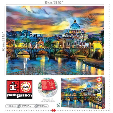 Puzzle St. Peter´s Basilica and the St. Angelo Bridge Educa 1500 dielov a Fix lepidlo