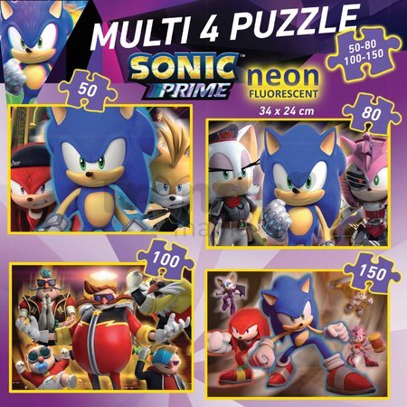 Puzzle Multi 4 Sonic Prime Educa 50-80-100-150 dielov svietiace od 5 rokov