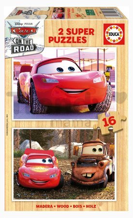 Drevené puzzle Cars on the Road Educa 2x16 dielov od 3 rokov