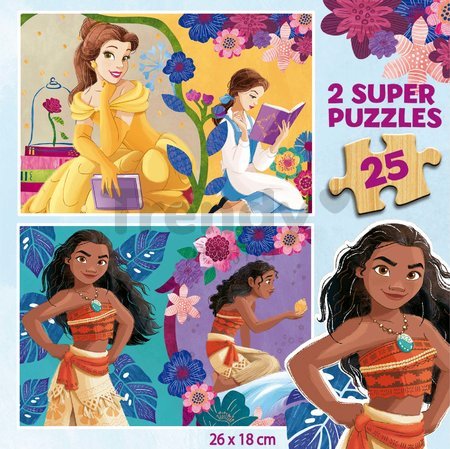 Drevené puzzle Disney Princess Educa 2x25 dielov