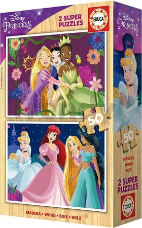 Drevené puzzle Disney Princess Educa 2x50 dielov od 4 rokov