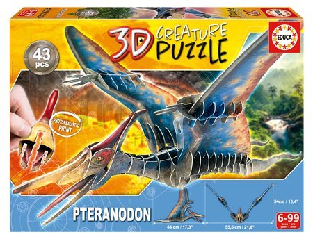 Puzzle dinosaurus Pteranodon 3D Creature Educa dĺžka 44 cm 43 dielov od 6 rokov