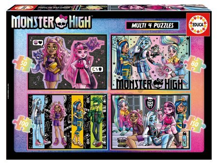 Puzzle Multi 4 Monster High Educa 50-80-100-150 dielov od 5 rokov