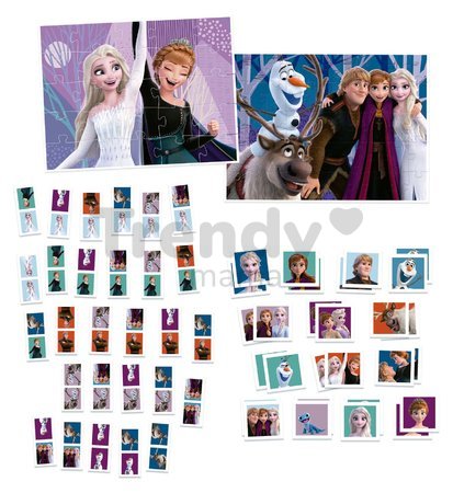 Superpack 4v1 Frozen Educa domino pexeso a puzzle s 25 a 50 dielikmi