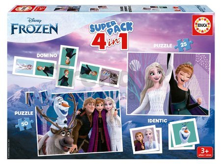 Superpack 4v1 Frozen Educa domino pexeso a puzzle s 25 a 50 dielikmi