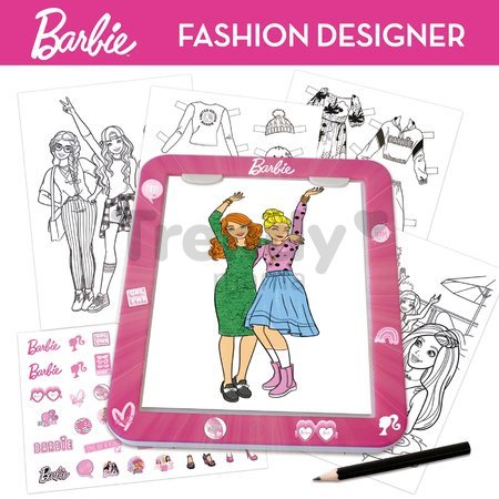 Kreatívne tvorenie s tabletom Fashion Designer Barbie Educa Vytvor si módne návrhy bábik 4 modely od 5 rokov